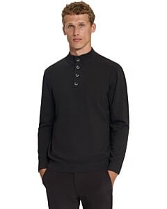 Pullover Half Button Melange Dark Brown