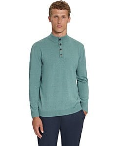 Pullover Half Button Melange Dusty Blue