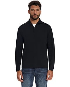 Pullover Wing Collar Half Zip Relie Black
