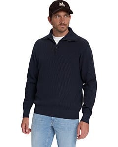 Pullover Half Zip Wing Collar Tuck Dark Night
