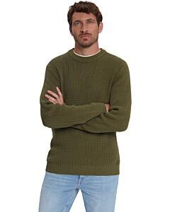 Pullover Crewneck Waffle Jacquard Moss