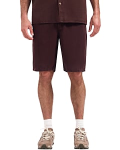 Short Chino With Linen, Garment Dye Dark Brown