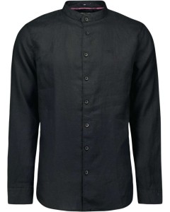 Overhemd lang mouw met moa boord linnen black