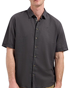 Shirt Short Sleeve With Linen Dark Steel