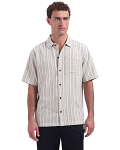 Shirt Short Sleeve Fancy Striped Stone