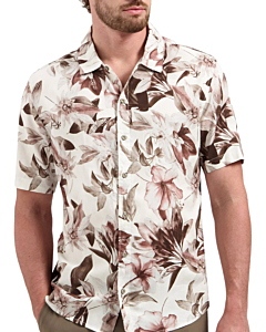 Shirt Short Sleeve Allover Printed Coral