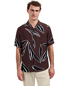 Shirt Short Sleeve Allover Printed Dark Brown