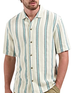 Shirt Short Sleeve Fancy Striped Seablue