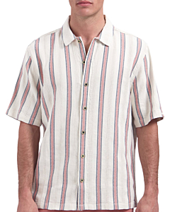 Shirt Short Sleeve Fancy Striped Coral