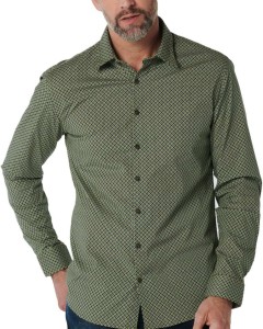 Shirt stretch allover printed respo sage green
