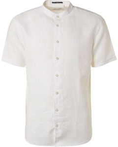 Shirt short sleeve granddad linen s white
