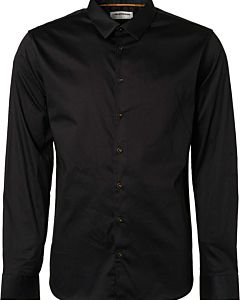 Basic stretch shirt satin weave black