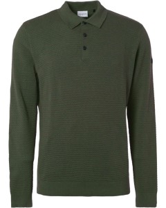 Pullover polo solid jacquard dark green