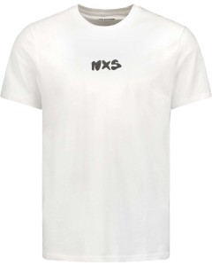 T-shirt korte mouw ronde hals met print white