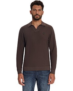Pullover V-Collar Shoulder Detail Dark Brown