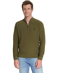 Pullover Half Zip Shoulder Detail Moss