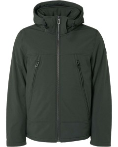 Jacket short fit hooded softshell s dark green