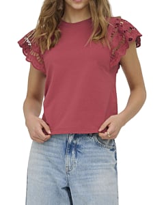 ONLMACY S/S O-NECK MIX TOP BOX JRS Brick Red