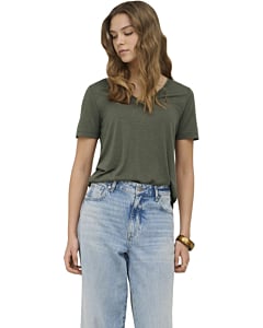 ONLDEMI S/S V-NECK GLITTER TOP JRS Smokey Olive/Me