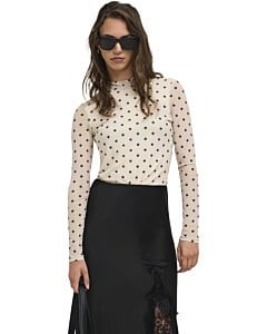 ONLERICA MESH L/S TOP JRS NOOS Seedpearl/Black dot