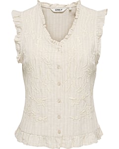 ONLELLYS S/L FRILL EMB TOP WVN Pumice Stone