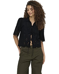 ONLFRANI S/S EMB BOW TOP WVN Black