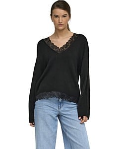 ONLCLOVER LS LACE V-NECK REVERSIBLE KNT Black/Dtm