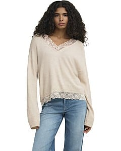ONLCLOVER LS LACE V-NECK REVERSIBLE KNT Pumice Sto