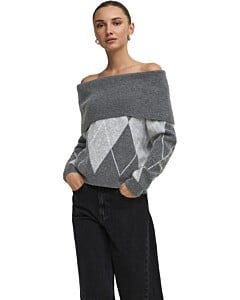 ONLALIVIA LS OFF SHOULDER KNT Dark Grey Melange/MG