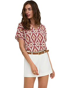 ONLBELLY MIKASI SS V-NECK TOP WVN EX Brick Red/ABS