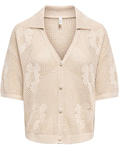 ONLCELINE SS GLITTER MESH CARDI KNT Ecru/Gold Glit