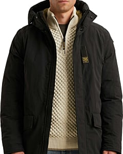 Long jacket ICE PILOT Coated Crunc Jet Black