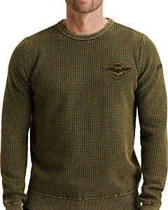 R-neck cotton garment dye stone wa Dusky Green