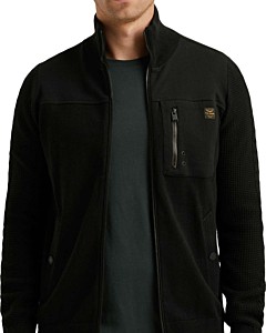Zip jacket knit sweat combination Black