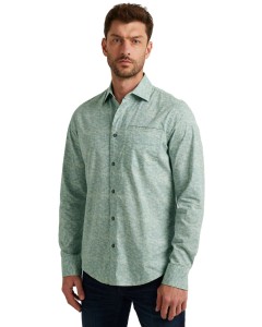 Long sleeve shirt print on poplin smoke blue