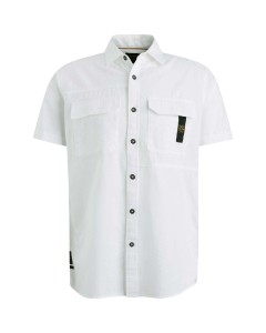 Overhemd korte mouw linnen katoen bright white