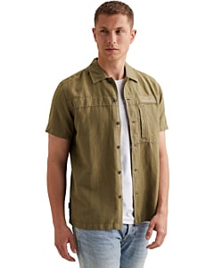 Short Sleeve Shirt Cotton/linen ga Dusky Green