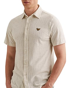 Short Sleeve Shirt Print on pique Egret