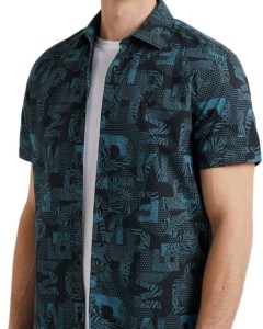 Short sleeve shirt print on ctn sl dark navy