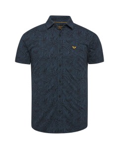 Short sleeve shirt print on pique dark navy