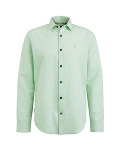 Long sleeve shirt ctn linen 2tone greengage