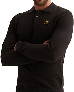 Long sleeve polo structure knit Obsidian