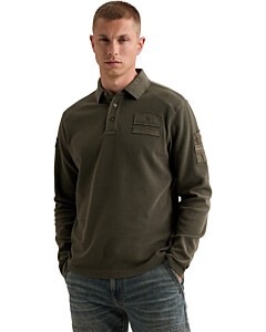 Long sleeve polo waffle jersey car Beluga