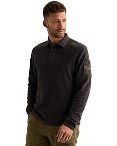 Long sleeve polo waffle jersey car Obsidian