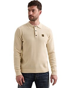 Long sleeve polo structure knit Bone White