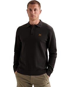 Long sleeve polo structure knit Obsidian