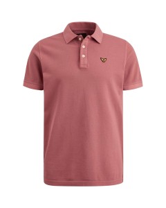 Polo korte mouw garment dyed pique etruscan red