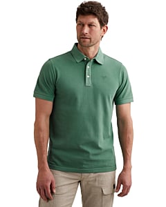 Short sleeve polo pique garment dy Deep Sea