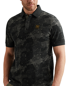Short sleeve polo printed two tone Carbon