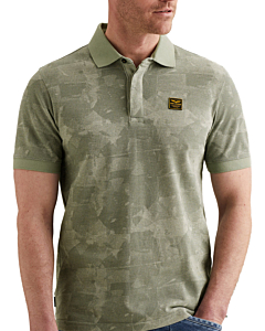 Short sleeve polo printed two tone Iceberg Green